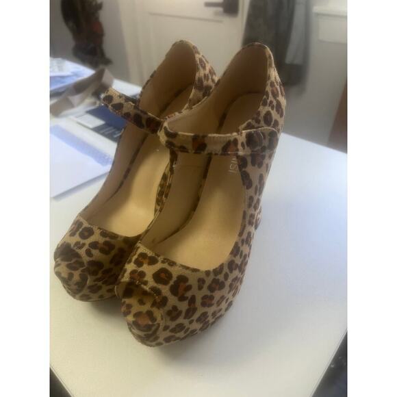 Maiernisi platform cheetah peep toe high heels women’s size 8.5 - Picture 6 of 6